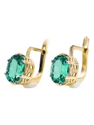 Or jaune 8 carats 333 Emerald des boucles d'oreilles vec003x-em Russe Soviétique URSS Artisanat vintage Art Deco style
